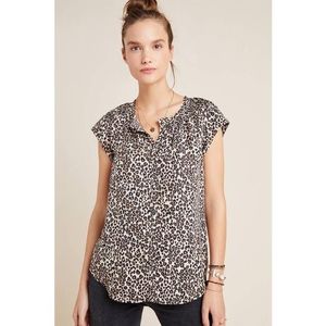 Anthropologie Daniel Rainn Plus Size Leopard Print Blouse 2X